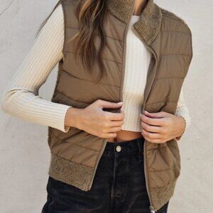 NWT Sherpa and Puff Contrast Vest- Cozy and warm for Spring and Fall